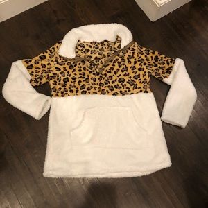 leopard half zip